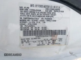 2002 Ford Taurus SE Standard with VIN 1FAFP53U42A173413, listed as a IAAI auction lot 42023834 with 159,744 mi miles and . Bid and sale history available at DreamBid. Image 9.