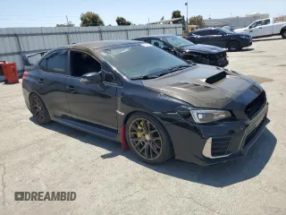 2018 Subaru WRX STI with VIN JF1VA2M64J9839455, listed as a Copart auction lot 60698505 with Not provided miles and Salvage title. Bid and sale history available at DreamBid. Image 4.