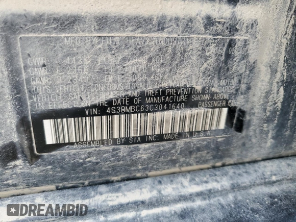 2012 Subaru Legacy Premium с VIN 4S3BMBC63C3041640, выставлен на аукционе Copart как лот 60629935 с пробегом 147 222 миль миль и Списание • Salvage title. История ставок и продаж доступна на DreamBid. Изображение 12.