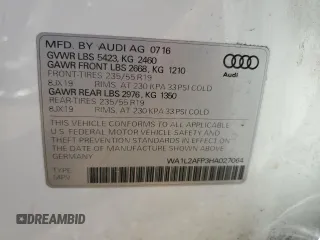 2017 Audi Q5 Premium Plus with VIN WA1L2AFP3HA027064, listed as a Copart auction lot 60634905 with 80,751 mi miles and Salvage title. Bid and sale history available at DreamBid. Image 12.