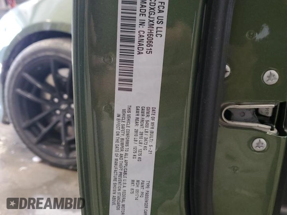 2021 Dodge Charger Scat Pack with VIN 2C3CDXGJXMH606615, listed as a Copart auction lot 51246025 with 13,971 mi miles and Salvage Title. Bid and sale history available at DreamBid. Image 14.