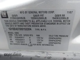 2008 Cadillac SRX AWD with VIN 1GYEE437080150364, listed as a IAAI auction lot 41878919 with 224,157 mi miles. Bid and sale history available at carsss.com. Image 9.