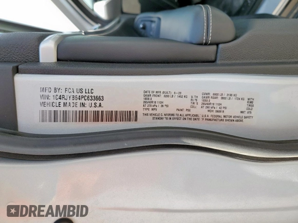 2023 Jeep Grand Cherokee с VIN 1C4RJYB64PC633663, выставлен на аукционе Copart как лот 57097945 с пробегом 43 084 миль миль и Чистый • Clean title. История ставок и продаж доступна на DreamBid. Изображение 14.