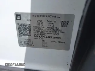 2019 GMC Acadia SLE with VIN 1GKKNKLA2KZ180403, listed as a IAAI auction lot 41723072 with 85,933 mi miles. Bid and sale history available at carsss.com. Image 9.