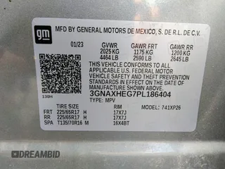 2023 Chevrolet Equinox LS with VIN 3GNAXHEG7PL186404, listed as a IAAI auction lot 42665728 with 41,204 mi miles and . Bid and sale history available at DreamBid. Image 9.