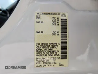 2020 Nissan Altima S with VIN 1N4BL4BVXLC128660, listed as a Copart auction lot 61764275 with 84,662 mi miles and Salvage title. Bid and sale history available at DreamBid. Image 13.