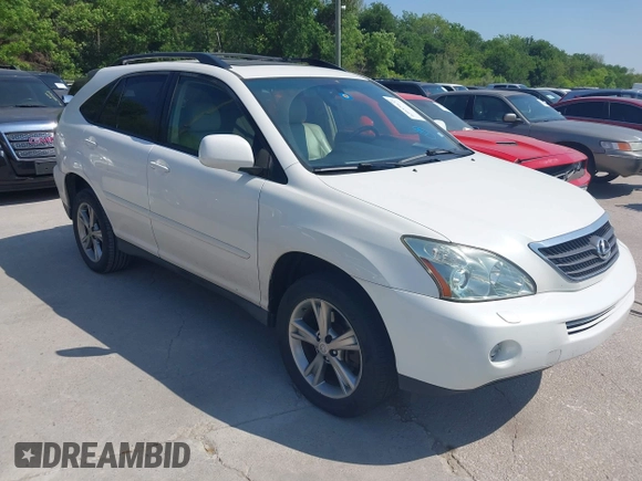 2006 Lexus RX 400h with VIN JTJHW31U560034896, listed as a IAAI auction lot 42053635 with 189,409 mi miles and . Bid and sale history available at DreamBid. Image 1.