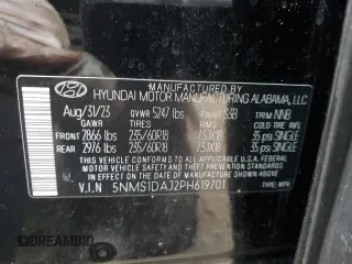 2023 Hyundai Santa Fe SE with VIN 5NMS1DAJ2PH619701, listed as a Copart auction lot 88244315 with 33,265 mi miles and Salvage Title. Bid and sale history available at carsss.com. Image 16.