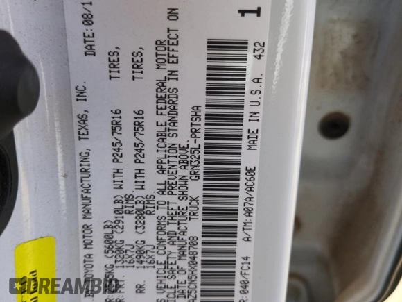 2017 Toyota Tacoma SR5 z VIN 5TFAZ5CN5HX048708, wystawiony jako Copart lot #53750475 z przebiegiem 104 861 mil mil oraz Szkody całkowita. Historia ofert i sprzedaży dostępna na DreamBid. Obrazek 12.