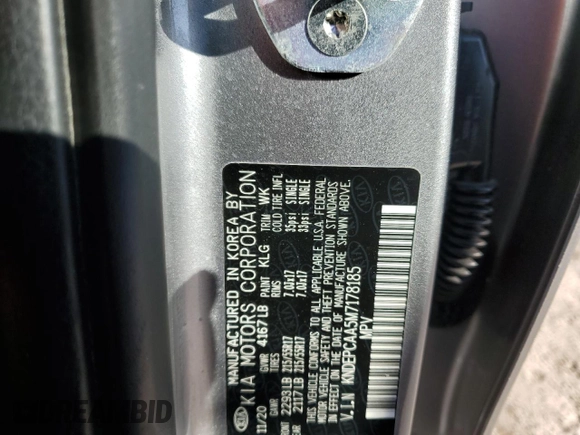 2021 Kia Seltos LX with VIN KNDEPCAA5M7178185, listed as a Copart auction lot 87043154 with 34,279 mi miles and Salvage Title. Bid and sale history available at DreamBid. Image 13.