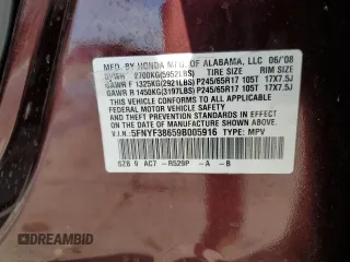 2009 Honda Pilot EX-L z VIN 5FNYF38659B005916, wystawiony jako Copart lot #80045664 z przebiegiem 195 182 mil mil oraz Szkoda całkowita • Salvage title. Historia ofert i sprzedaży dostępna na DreamBid. Obrazek 14.