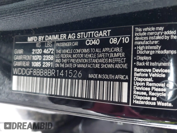 2011 Mercedes-Benz C 300 Sport z VIN WDDGF8BB8BR141526, wystawiony jako IAAI lot #42340242 z przebiegiem 105 699 mil mil oraz . Historia ofert i sprzedaży dostępna na DreamBid. Obrazek 9.