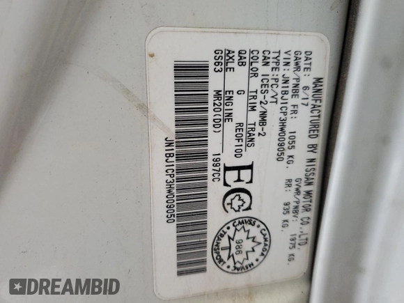 2017 Nissan Rogue S z VIN JN1BJ1CP3HW009050, wystawiony jako Copart lot #51291945 z przebiegiem 109 244 mil mil oraz Szkoda całkowita • Salvage title. Historia ofert i sprzedaży dostępna na DreamBid. Obrazek 14.