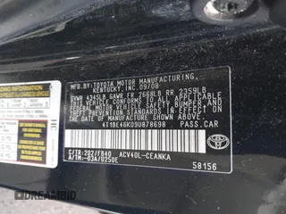 2009 Toyota Camry with VIN 4T1BE46K09U878698, listed as a IAAI auction lot 42077840 with 189,302 mi miles and . Bid and sale history available at DreamBid. Image 9.
