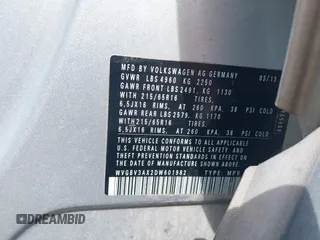 2013 Volkswagen Tiguan S z VIN WVGBV3AX2DW601982, wystawiony jako IAAI lot #42604058 z przebiegiem 141 016 mil mil oraz . Historia ofert i sprzedaży dostępna na DreamBid. Obrazek 9.