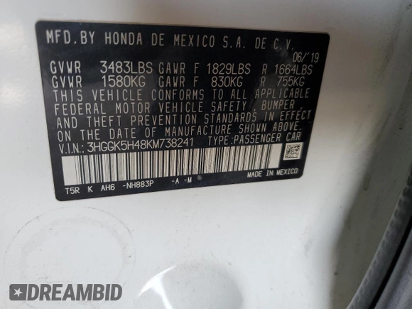 2019 Honda Fit LX z VIN 3HGGK5H48KM738241, wystawiony jako Copart lot #62702695 z przebiegiem 126 527 mil mil oraz Szkoda całkowita • Salvage title. Historia ofert i sprzedaży dostępna na DreamBid. Obrazek 12.