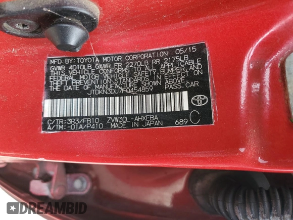 2015 Toyota Prius Four with VIN JTDKN3DU7F0454859, listed as a Copart auction lot 62602925 with 144,543 mi miles and Clean title. Bid and sale history available at DreamBid. Image 13.