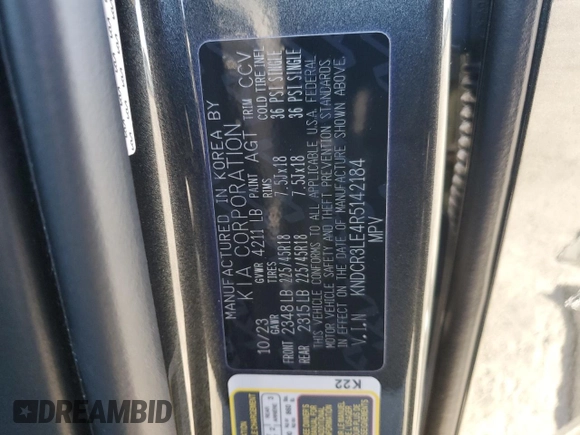 2024 Kia Niro EX Touring with VIN KNDCR3LE4R5142184, listed as a Copart auction lot 42206645 with 5,447 mi miles and Salvage Title. Bid and sale history available at carsss.com. Image 14.