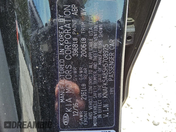 2017 Kia Forte5 LX with VIN KNAFK5A85H5708925, listed as a Copart auction lot 50946095 with 88,184 mi miles and Clean Title. Bid and sale history available at carsss.com. Image 12.