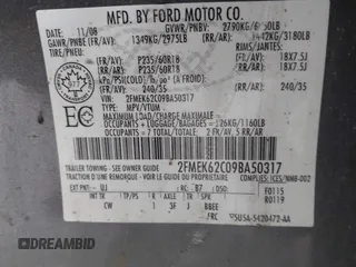 2009 Ford Flex SEL with VIN 2FMEK62C09BA50317, listed as a IAAI auction lot 41819275 with 171,813 mi miles. Bid and sale history available at carsss.com. Image 9.
