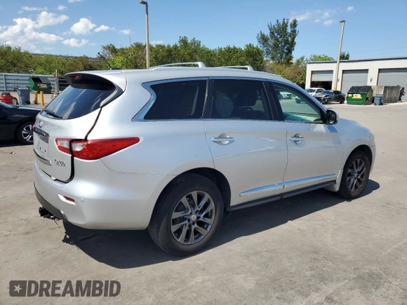 2014 Infiniti QX60 with VIN 5N1AL0MM5EC552698, listed as a Copart auction lot 57071675 with 123,610 mi miles and Salvage title. Bid and sale history available at DreamBid. Image 3.