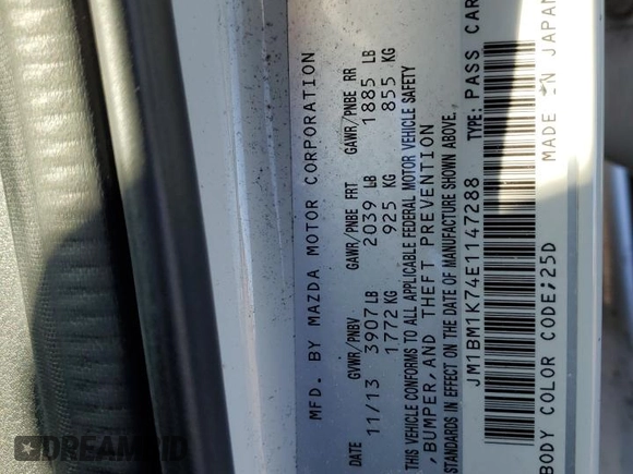 2014 Mazda 3 i Sport with VIN JM1BM1K74E1147288, listed as a Copart auction lot 49491235 with 130,451 mi miles and Salvage Title. Bid and sale history available at DreamBid. Image 12.