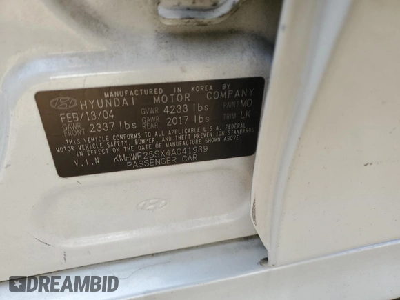 2004 Hyundai Sonata with VIN KMHWF25SX4A041939, listed as a Copart auction lot 83595624 with 143,228 mi miles and Salvage Title. Bid and sale history available at carsss.com. Image 14.