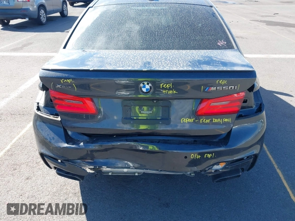 2018 BMW 5 Series M550i xDrive with VIN WBAJB9C51JB049513, listed as a IAAI auction lot 41146990 with 51,218 mi miles. Bid and sale history available at carsss.com. Image 6.