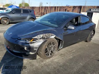 2025 Tesla Model 3 Long Range with VIN 5YJ3E1EA2SF928161, listed as a Copart auction lot 48521485 with 4,497 mi miles and Salvage Title. Bid and sale history available at carsss.com. Image 1.