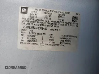 2014 GMC Terrain SLE with VIN 2GKFLWE35E6312406, listed as a Copart auction lot 88688895 with 169,335 mi miles and Salvage title. Bid and sale history available at DreamBid. Image 12.