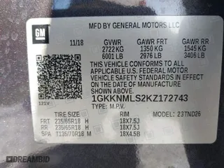 2019 GMC Acadia SLT with VIN 1GKKNMLS2KZ172743, listed as a IAAI auction lot 41677287 with NaN miles. Bid and sale history available at carsss.com. Image 9.