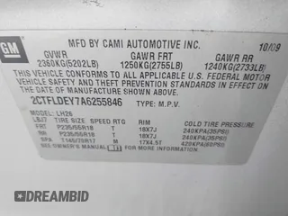 2010 GMC Terrain SLE-2 with VIN 2CTFLDEY7A6255846, listed as a IAAI auction lot 41653290 with 244,377 mi miles. Bid and sale history available at carsss.com. Image 9.