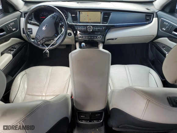 2015 Kia K900 Luxury with VIN KNALW4D45F6023180, listed as a Copart auction lot 74623214 with 64,600 mi miles and Salvage Title. Bid and sale history available at carsss.com. Image 8.