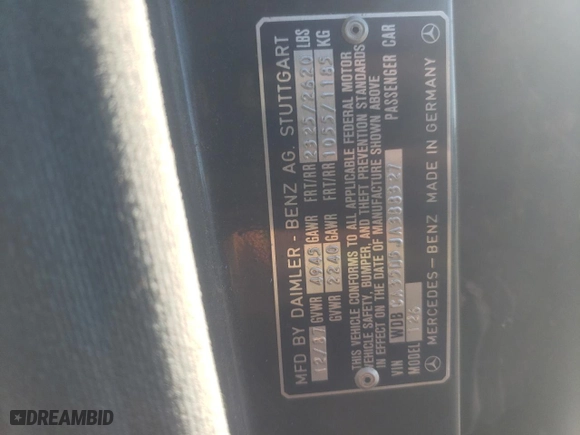 1988 Mercedes-Benz 420 Series 420SEL with VIN WDBCA35D5JA388327, listed as a Copart auction lot 74394414 with NaN miles and Salvage Title. Bid and sale history available at carsss.com. Image 12.