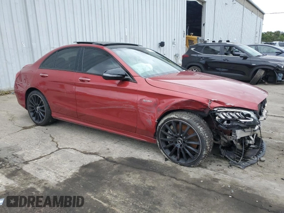 2019 Mercedes-Benz C 43 AMG with VIN 55SWF6EB4KU314307, listed as a Copart auction lot 73287564 with Not provided miles and Salvage title. Bid and sale history available at DreamBid. Image 4.