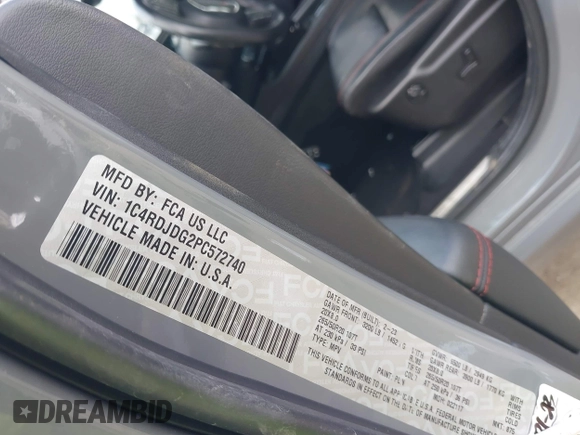 2023 Dodge Durango GT с VIN 1C4RDJDG2PC572740, выставлен на аукционе IAAI как лот 42152606 с пробегом 60 150 миль миль и . История ставок и продаж доступна на DreamBid. Изображение 9.