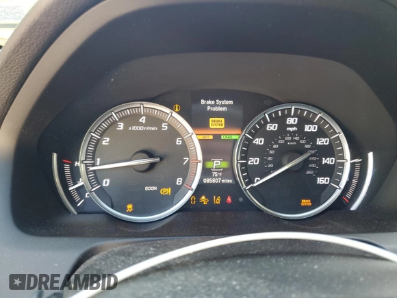 2015 Acura TLX Advance with VIN 19UUB2F78FA014129, listed as a Copart auction lot 57463945 with 85,807 mi miles and Salvage title. Bid and sale history available at DreamBid. Image 9.