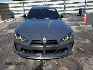 2023 BMW M3 Competition xDrive with VIN WBS43AY08PFN58052, listed as a Copart auction lot 57054885 with 28,675 mi miles and Salvage title. Bid and sale history available at DreamBid. Image 5.