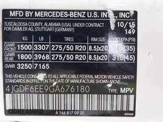 2016 Mercedes-Benz GL with VIN 4JGDF6EE9GA676180, listed as a IAAI auction lot 41976350 with 95,348 mi miles. Bid and sale history available at carsss.com. Image 9.