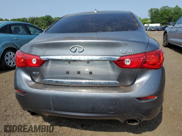 2015 Infiniti Q50 Premium with VIN JN1BV7AR9FM414737, listed as a Copart auction lot 62088065 with 118,668 mi miles and Salvage title. Bid and sale history available at DreamBid. Image 6.
