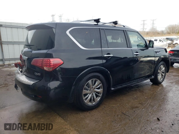 2016 Infiniti QX80 with VIN JN8AZ2NE5G9126763, listed as a Copart auction lot 43198835 with 182,316 mi miles and Salvage Title. Bid and sale history available at DreamBid. Image 3.