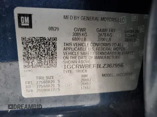 2020 Chevrolet Silverado 1500 Custom with VIN 1GCRWBEF1LZ367956, listed as a Copart auction lot 71474454 with 0 mi miles and Salvage Title. Bid and sale history available at carsss.com. Image 13.