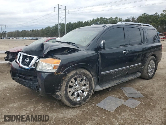 2015 Nissan Armada Platinum z VIN 5N1BA0NF5FN610793, wystawiony jako Copart lot #88765185 z przebiegiem 174 327 mil mil oraz Szkoda całkowita • Salvage title. Historia ofert i sprzedaży dostępna na DreamBid. Obrazek 1.