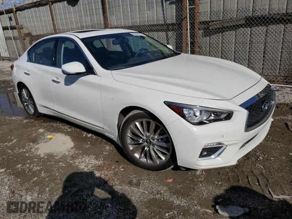 2023 Infiniti Q50 Luxe with VIN JN1EV7BP6PM511826, listed as a Copart auction lot 86655224 with 23,681 mi miles and Salvage Title. Bid and sale history available at DreamBid. Image 4.