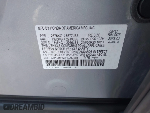 2017 Acura MDX w/Technology Pkg with VIN 5J8YD4H57HL000488, listed as a IAAI auction lot 41665825 with 72,485 mi miles. Bid and sale history available at carsss.com. Image 9.