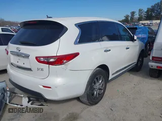 2013 Infiniti JX35 with VIN 5N1AL0MN5DC340830, listed as a IAAI auction lot 41643712 with 137,392 mi miles and . Bid and sale history available at DreamBid. Image 4.
