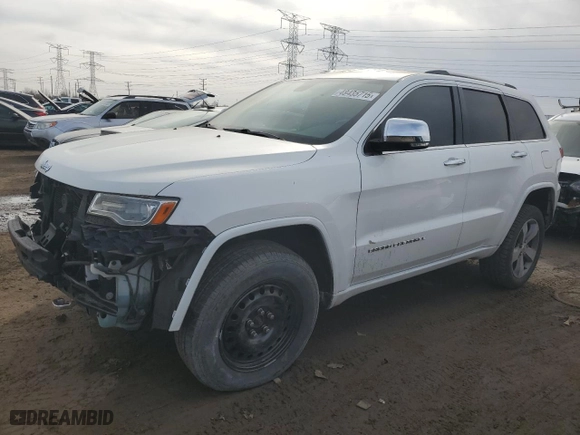 2014 Jeep Grand Cherokee Overland with VIN 1C4RJFCT0EC417458, listed as a Copart auction lot 48435715 with 82,855 mi miles and Salvage Title. Bid and sale history available at carsss.com. Image 1.