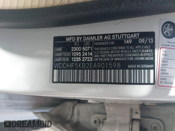 2014 Mercedes-Benz E 350 Sport with VIN WDDHF5KB2EA901598, listed as a IAAI auction lot 42521799 with 187,134 mi miles and . Bid and sale history available at DreamBid. Image 9.