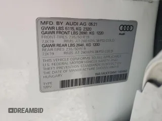 2021 Audi Q3 Premium with VIN WA1AUCF3XM1145682, listed as a Copart auction lot 37556793 with 20,217 mi miles. Bid and sale history available at carsss.com. Image 14.