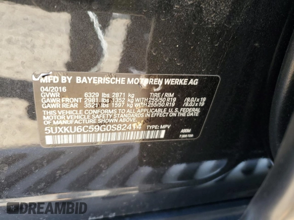 2016 BMW X6 xDrive50i with VIN 5UXKU6C59G0S82414, listed as a Copart auction lot 46219425 with 77,359 mi miles and Salvage Title. Bid and sale history available at carsss.com. Image 13.